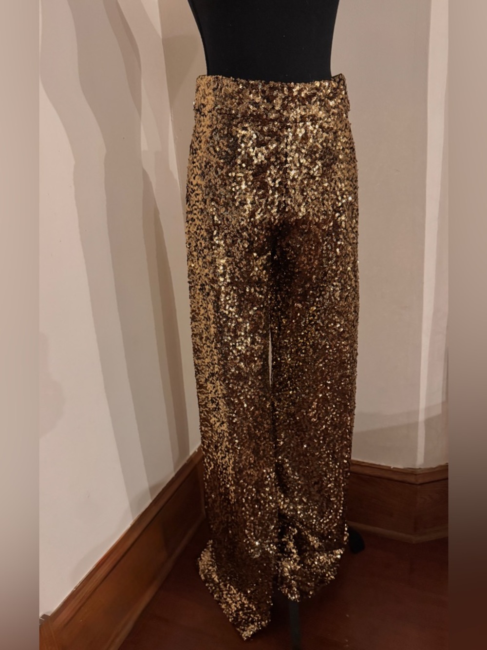 Alice + Olivia Gold and Black Sequin Trousers - Picture 2 of 5